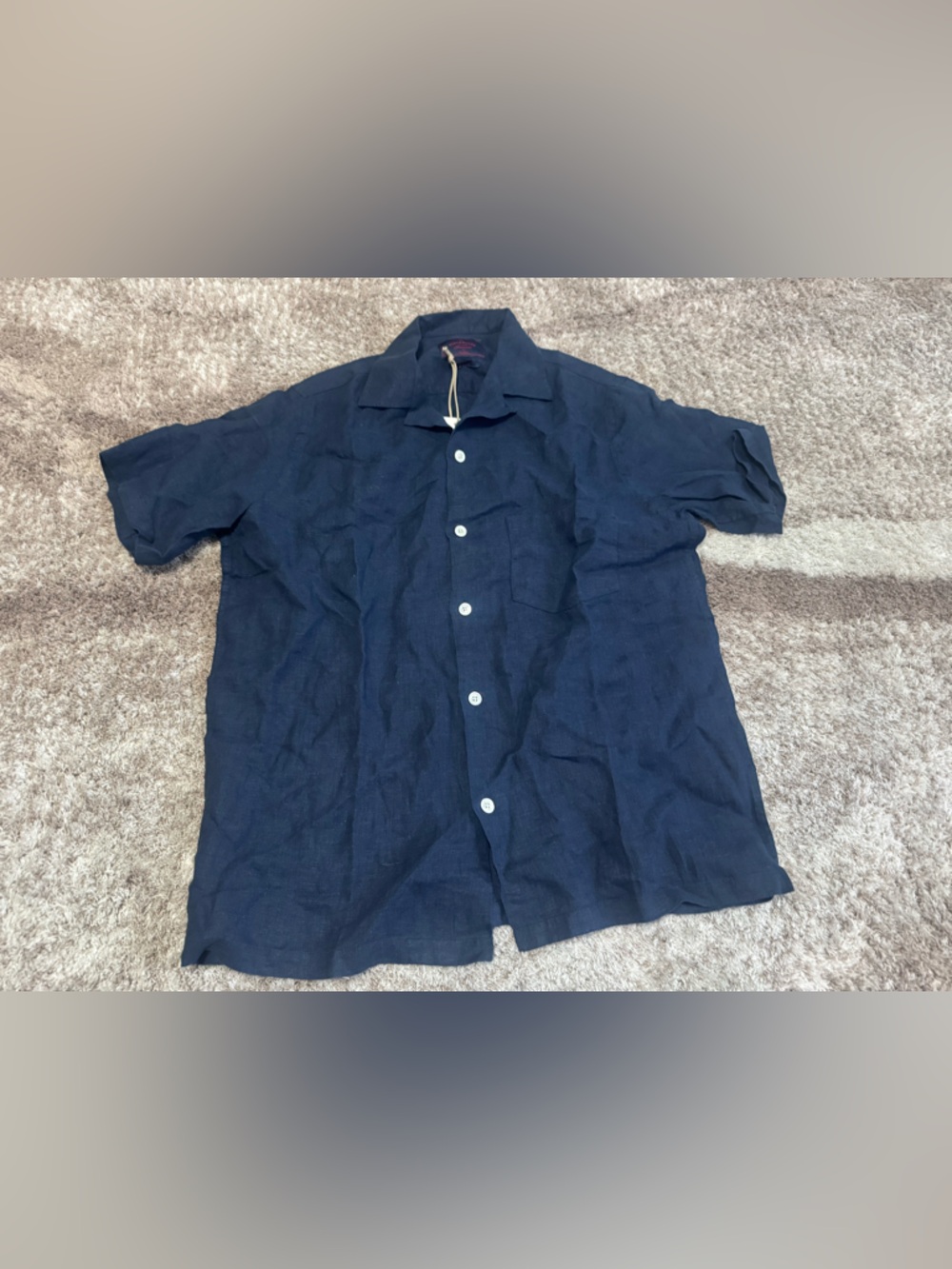 Portuguese flannel button up shirt in navy